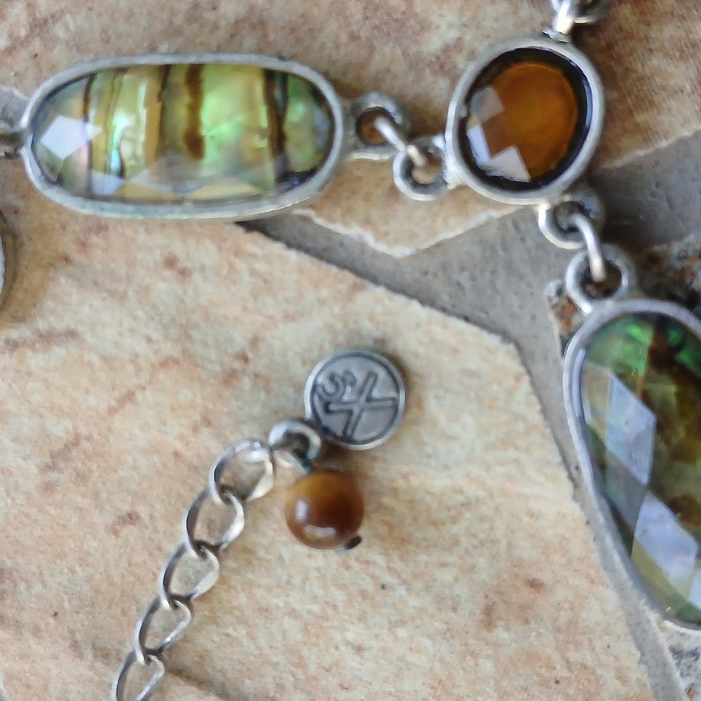XC Silver Tone Lariat Necklace With Cabochones - Picture 4 of 4